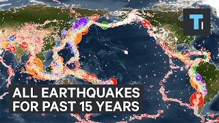 Animated map all earthquakes of the past 15 years [upl. by Lyndsey]