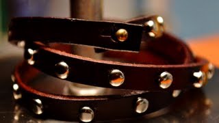 DIY Leather Studded Wrap Bracelet [upl. by Rivalee104]