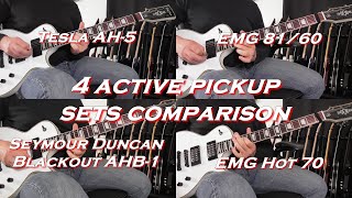 Tesla AH5 active vs EMG 8160 vs EMG Hot 70 vs Seymour Duncan Blackout AHB1 [upl. by Yeoj]