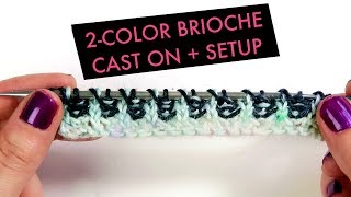 TUTORIAL 2Color Brioche CastOn and Setup [upl. by Linet]