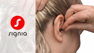 How to insert Pure ChargeampGo AX in the ear  Signia Hearing Aids [upl. by Ynffit]