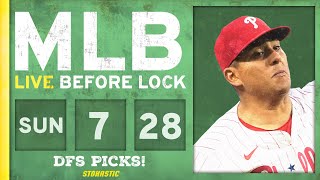 MLB DFS Picks Today 72824 DraftKings FanDuel amp PrizePicks Baseball Lineups  Live Before Lock [upl. by Ellenaej182]