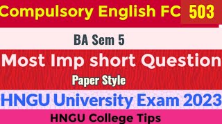 Compulsory English BA Sem 5 Imp Questions and Paper style 2023 Exam [upl. by Attenhoj432]