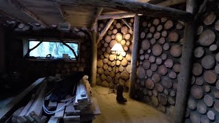 off grid roundhouse build part 24 cordwood walls finished at last [upl. by Melentha]