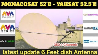 Monacosat 52°E  Yahsat 525°E latest update 6 Feet dish Antenna [upl. by Dream]