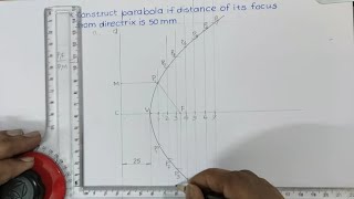 Engineering Drawing  Parabola Directrix focus method  Easy Drawing Techniques  Learn with nikhil [upl. by Inhsor]