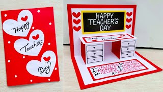 Happy teachers day greeting card handmade  DIY  Teachers day popup card ideas [upl. by Den850]