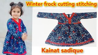 winter frock cutting stitching  New latest design 2024 knottystitcheskainatsadiqu5876 [upl. by Yruj]