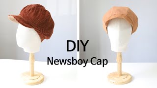 Newsboy Hat PDF Sewing Pattern8panel cap sewing tutorial Newsboy Cap Flat Cap [upl. by Einej]