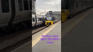 Two of Northern rails EMU’s pass at Kirkstall Forge [upl. by Diraj]