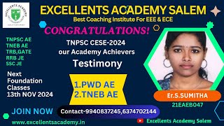 TNPSC CESE2024 Achiever ErSSUMITHA Maam Testimony to Excellents Academy Salem amp Karaikudi [upl. by Ahsennod]