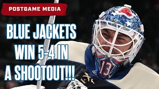 THE BLUE JACKETS ARE HEATING UP 🔥 CBJ WIN 54 IN A SHOOTOUT OVER THE HURRICANES 💥😤  Postgame Media [upl. by Tommi]