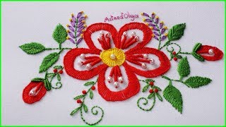 Hand Embroidery Fantasy Flower with Buttonhole stitch  Flor Fantasía en Punto Ojal  ArtesdOlga [upl. by Maag511]