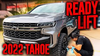 2022 CHEVY TAHOE GETS 3INCH LIFT KIT  NEW WHEELS amp TIRES [upl. by Suolekcin]