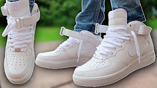 How To Lace Nike Air Force 1s  AF1 Mids 2 BEST WAYS [upl. by Itoyj582]