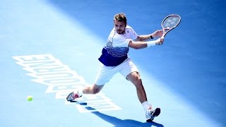 Stanislas Wawrinka vs Kei Nishikori AMAZING POINT 14 Australian Open 2015 [upl. by Ahsemed8]