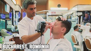 💈 Head Massage amp Romanian Hair Styling at Frizebad Barbershop  Bucharest Romania [upl. by Rozalie638]