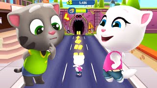 Talking Tom Gold Run Talking Angela vs Boss Fight with Raccoon Boss  Android iOS  Full Screen 🔥 [upl. by Vandyke]