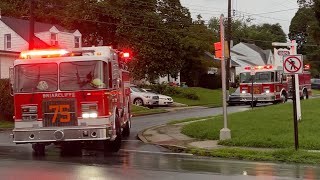 Glenolden Fire Company Tower 5 and Briarcliffe Fire Company Engine 75 and Pipeline 75 Responding [upl. by Tem]