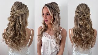 Wedding Hairstyle How To Do Half Up Half Down Boho Hairstyle Boho Beach Hairstyle [upl. by Ontine]