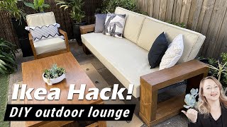 IKEA HACK How to make a cheap DIY outdoor sofa lounge  Restoration Hardware amp West Elm Inspired [upl. by Josee]