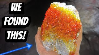 100ft DEEP Found Flame Vanadinite Crystals in quotDude Perfect Pocketquot [upl. by Asyle]