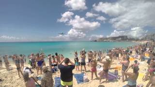 Plane landing over Maho Beach St Maarten [upl. by Tini81]