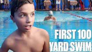 TENYEAROLD SWIMMERS FIRST 100 YARD FREESTYLE RACE  SWIMMING IN BACK TO BACK EVENTS  SWIM MEET [upl. by Nednarb]