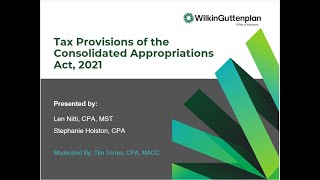 Tax Provisions of the Consolidated Appropriations Act 2021 [upl. by Lochner890]