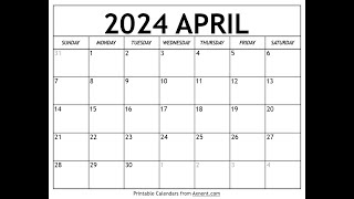 How to get free printable April 2024 calendar  Axnent [upl. by Malorie]