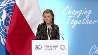 UN COP24  Discurso de Greta Thunberg com legendas [upl. by Hanshaw]