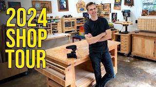 2024 Shop Tour  How to set up an inexpensive efficient woodworking shop in a small space [upl. by Nitsu]