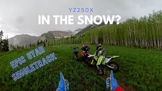 2023 YZ250X firstride in utah singletrack in the snow [upl. by Aneema]