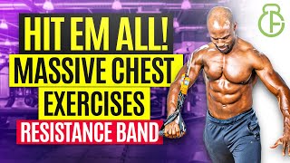 MASSIVE CHEST EXERCISES AT HOME WITH RESISTANCE BNAD [upl. by Matlick]