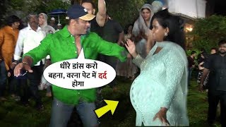 Salman Khan Funny Dance With His Pregnant Sister Arpita Khan at Galaxy Apartment  Siblings love [upl. by Turmel]