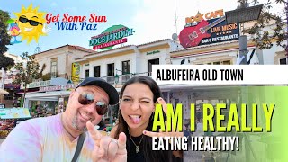 Albufeira Old Town Portugal  Restaurants Bars and AVOCADO Can’t believe this Healthy eating [upl. by Asiela]