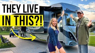 Couple LIVES in this LUXURY MOTORHOME Full RV Tour 2023 American Coach Dream 45A [upl. by Raddie]