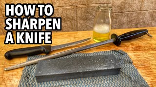 How to Sharpen a Knife Using a Sharpening Stone for Beginners [upl. by Syxela386]