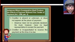 LESSON 6 Obligation and Contracts Consignation Condonation Remission [upl. by Dolphin]