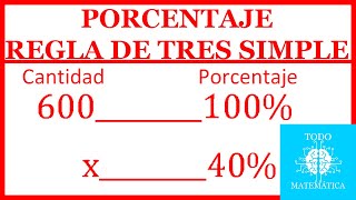 PORCENTAJE con REGLA DE TRES SIMPLE EXPLICACIÓN EJEMPLOS [upl. by Inah734]