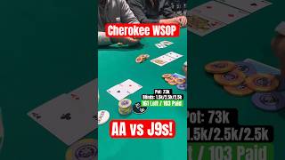 AA vs J9s ALL IN in Cherokee WSOP Ring Event [upl. by Eyahc]