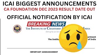 BREAKING News  CA Foundation December 2023 Result Declared by ICAI  CA foundation Result [upl. by Marje]