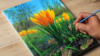 Painting a Crocuses  Acrylic Painting  Vadym art [upl. by Aninaig348]