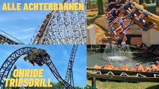 Erlebnispark Tripsdrill  Alle Achterbahnen Onride 2021 [upl. by Oflunra474]