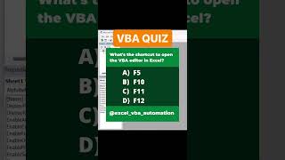 Can You Answer This VBA Shortcut Question Comment Below 👇🏻 excelvba visualbasic excelexpert [upl. by Allwein]