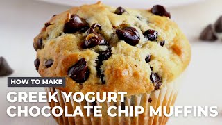 How to Make The Best Ever Greek Yogurt Chocolate Chip Muffins [upl. by Ynogoham]