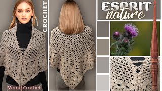 🧶CHÂLE VERSION CAMPAGNE CHIC CONTEMPORAIN ORIGINAL AU CROCHET 🧶TUTO facile M𝐚mieC𝐫𝐨che𝐭 [upl. by Aronow805]