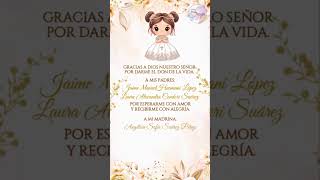 💕 Invitación para BAUTIZO NIÑA  dorado Beige marrón 😇 [upl. by Ellehcit]