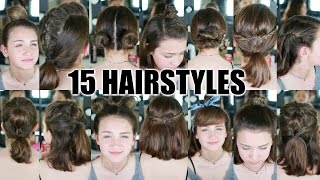 15 Heatless Hairstyles for SHORT hair BACK TO SCHOOL [upl. by Aserat498]