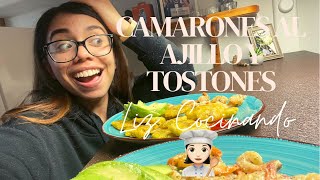 Camarones al ajillo con tostonesTUTORIAL DE COMO PELAR UN PLÁTANO 😂 LIZ COCINANDO [upl. by Anneliese463]